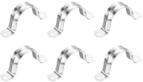 sourcing map 6 cinghie rigide per tubi, 42 mm, in acciaio inossidabile 304, a 2 fori, staffa a forma di U, morsetti per tubi di fissaggio