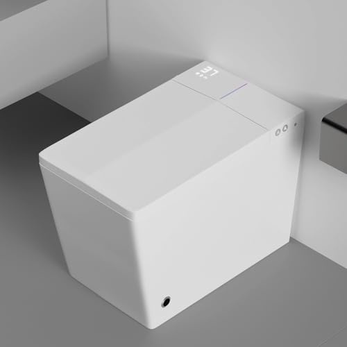 WinZo Elongated Smart Toilet with Tank Built-in,Square Auto Flush, Rectangle Heated Bidet Seat & Drying, Night Light Convenient For Seniors, Luxury Bathroom Or Low Water Pressure Space, White