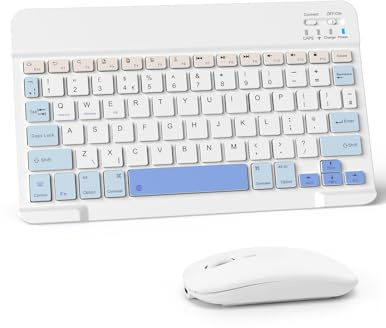 LAMA Tastiera e mouse wireless, ricaricabile ultra sottile universale per tablet, tastiera Bluetooth portatile per iPad/tablet/iOS/Android/Windows/laptop/computer desktop/telefoni