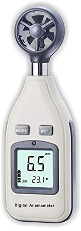 Mini anemómetro Digital portátil con termómetro y valores máximos y mínimos para recopilación de Datos meteorológicos y Deportes al Aire Libre, como Windsurf y Vela.