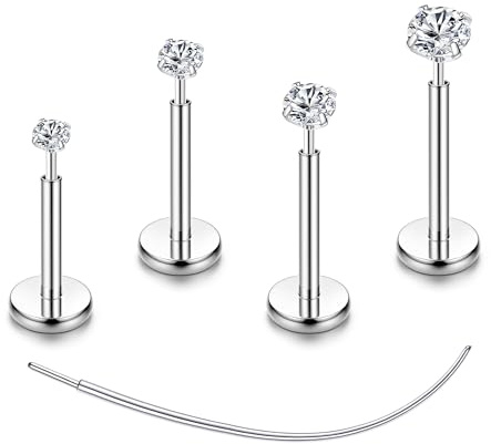 Chriscoco 4-8 Pcs G23 Titan Helix Piercings Nasenpiercing Lippenpiercing | Hypoallergen Ohrpiercing,Tragus Conch Labret Medusa Piercing,Gold Silber Knorpel Piercing Ohr,Studs 16G/18G/20G