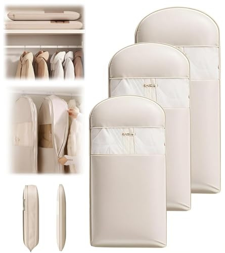 3PCS Space Saving Hanging Garment Bag With Self Compression Zipper, Vacuum Bags For Clothing, Vakuumbeutel Zum AufhäNgen, Kleidersack Vakuum KleidersäCke FüR Bettdecken, Kleidung AnzüGe Kleider MäNtel