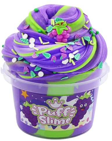 Anfylife Puff Slime Eiscreme,Partygeschenke,weich,nicht klebrig,sauber,stressabbauend und sicher–Spielzeug für Kinder,Belohnung im Klassenzimmer,Geburtstagsgeschenke für Jungen und Mädchen-Lila Traube