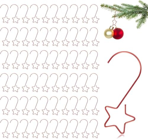 Yilnlg 60 Stück Haken für Weihnachtskugeln Rot, Stern Förmige Kugelaufhänger S Haken für Weihnachtsbaumschmuck, Metall Baumhaken Aufhänger, Klein Weihnachtskugeln Haken für Weihnachtsbaum Deko
