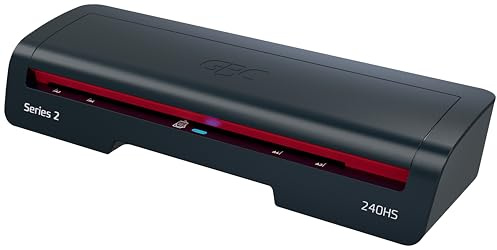 GBC 240HS Home Office A3 Lamineringsmaskin – HighSpeed, snabb uppvärmning på 2 min, 75–125 mikron, anti-jam, auto standby, inkl. 5x A4 lamineringsfickor, svart/röd, 4410069EU