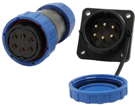 HangTon TY28 6 Pin 25A Vite Crimp Connettore Impermeabile, Presa Femmina Maschio Presa a Scollegamento Rapido per Dispositivo di Alimentazione Elettrica Esterna