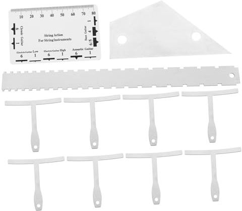 ANDRESLAD Kit de Ajuste de Guitarra de 12 Piezas Regla y Medidor de Acción de Cuerdas Juego de Medidores de Radio para Guitarra Eléctrica y Acústica Herramienta Precisa para Medición de