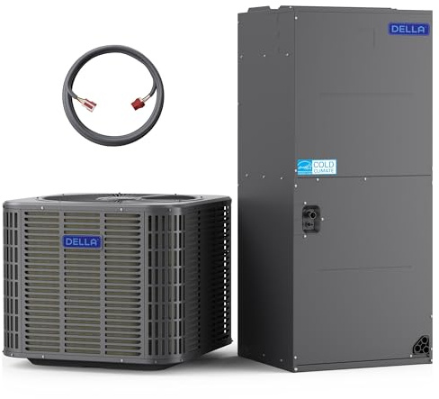DELLA 47,000 BTU Ducted Central Air Conditioner with Multi-Position Air Handler, Heat Pump Inverter Split System AC, 18 SEER2 208-230V, Two-Stage Compressor, Pre-Charged