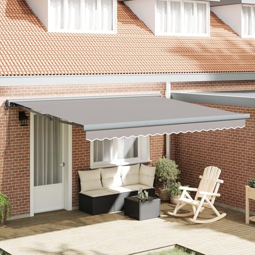 Tendone Retrattile Automatico Grigio Chiaro 400x300 cm, Tessuto di Ricambio per Tendone da 4x3 m Grigio Chiaro, Impermeabile e Durevole per Balcone e Patio, Ombreggiante