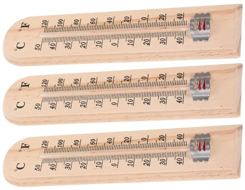 TOYANDONA 3 Pezzi Termometro da Parete in Legno per Interni ed Esterni, Misuratore di Temperatura Preciso e Durevole, per Casa, Ufficio, Serra e Giardino