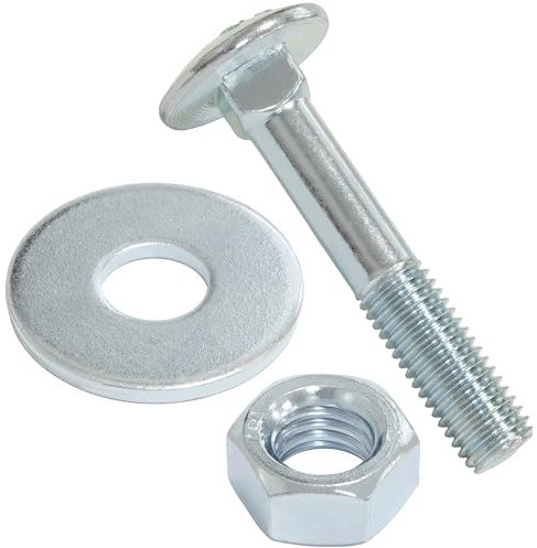 AERZETIX Ensemble de 5 boulons carrossiers M12x70mm / rondelles et écrous M12 / en acier zingué/pour fixation et assemblage
