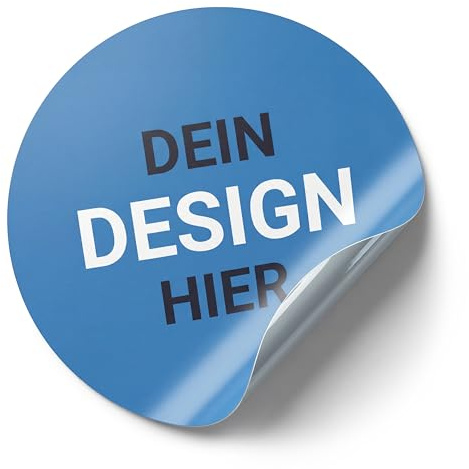 Aufkleber drucken lassen - Etiketten-Bogen mit eigenem Design, Foto oder Logo selbst gestalten - Rund, Quadratisch oder Rechteckig - 4 bis 20 cm