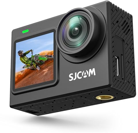 SJCAM SJ6 ULTRA Action Cam 4K Doppio Schermo Touch, Videocamera Subacquea 30M, 166° Grandangolo, Sensore 1/2.7 CMOS, Stabilizzazione EIS 6-Assi, Kit Accessori Moto, WiFi, 2 Batterie