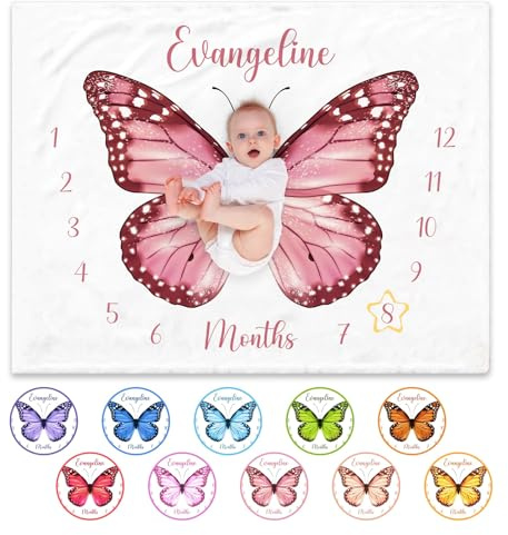 Personalisierte Baby Meilenstein Decke Monatsdecke Kinder warme Flauschige Kuscheldecke Neugeborenen Geschenk