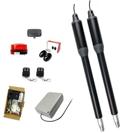 Pfps Kit De Motor para Puertas Batientes Dobles, Motor Eléctrico Automático para Puertas Dobles De hasta 150 KG Y 2 M por Hoja, con Mando a Distancia Y Compatible con Energía Solar Set5