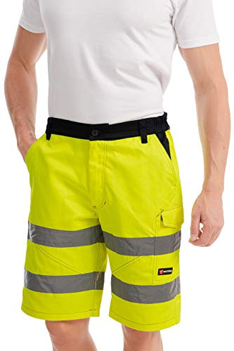Mivaro Kurze Herren Arbeitshose Shorts mit Reflexstreifen in Signalfarben