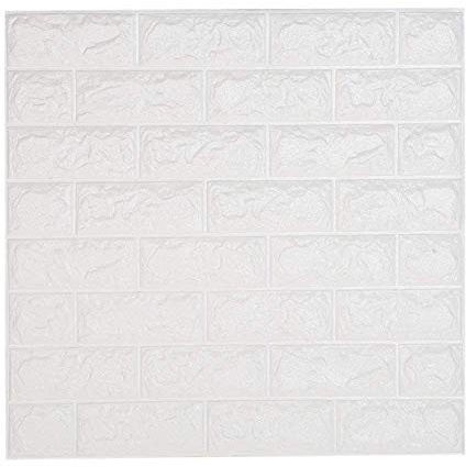 3D Tapeten Wandsticker, DIY Weiß Selbstklebende Wandpaneele, 3D Imitation Ziegelstein Wandaufkleber für küche, Schlafzimmer, Wohnzimmer, TV Schlafzimmer Dekor 60 * 60cm (10 Stück)