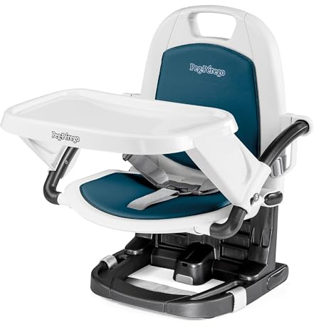 PEG Rialto Alzasedia Pappa, Sedia Bimbi Portatile e Regolabile, Chiusura Compatta, Vassoio Rimovibile, Seggiolone da Viaggio per Bambini da 6 Mesi a 3 Anni (0-15 kg), Petrolio
