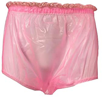 Haian ABDL Slip aus Kunststoff mit Verriegelungssystem (XL, Rosa transparent)
