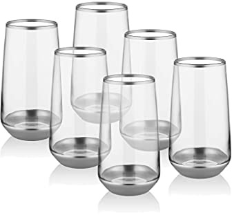 the mia Glam Series Silver Highball Glasses, Set of 6