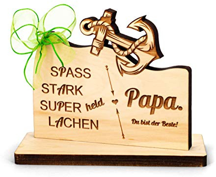 sagl.tirol Zirbenaufsteller mit Anker Papa und grüner Schleife