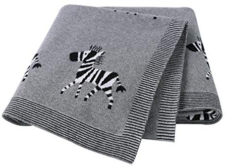Ziyunlong 100% Baumwolle Babydecke Weich Kinderwagen & Reise Babydecke mit Reizend Zebras Grau