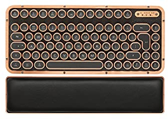 Azio, Retro Compact Keyboard, R.C.K. ARTISAN, mechanical mobile Bluetooth keyboard with matching palm rest, vintage look, United Kingdom layout…