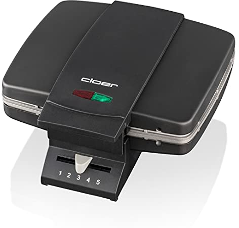 Cloer 1440 Gofrera belga para gofres belgas tradicionales, 930 vatios, luz para hornear, carcasa de metal pintado de negro