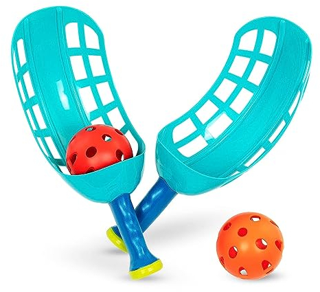 Battat 62243452299 boll lekset klassisk scoop & kastset – 4 st fånga & kastspel – koordinering och aktiv lek – sommar- och strandleksaker
