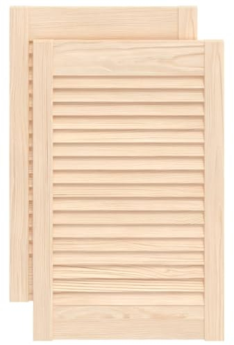 vidaXL 2X Madera Maciza de Pino Puertas de Persianas con Celosía Rejilla Armario Tablillas Guardarropa Separador Decoración 61,5x39,4 cm