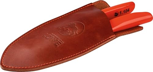 Original LÖWE Klingenschutz und Holster – 9808 | schützt beim Tragen am Körper vor Verletzungen | Made in Germany | 100% echtes Leder, Braunton, natürliches Echtleder