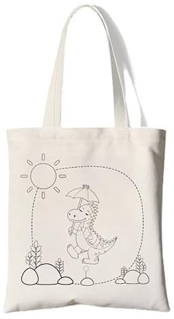 CAOMEI Stofftasche Zum Bemalen,DIY Kinder Baumwolltasche Zum Bemalen Spiel Zum Geburtstag Geschenk Mädchen, Mit Kurzem Henkel Baumwollbeutel Stoffbeutel Jutebeutel Tragetasche (F)