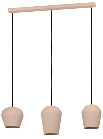 Eglo lampada a sospensione Cambaito, lampada sospesa per tavolo da pranzo a 3 luci, illuminazione per sala da pranzo in metallo color sabbia, attacco E27