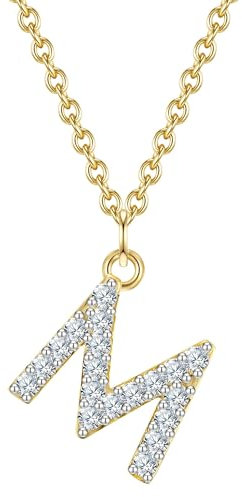 GLANZSTÜCKE MÜNCHEN Damen Kette Buchstabe M aus 925/- Sterling Silber mit Zirkonia