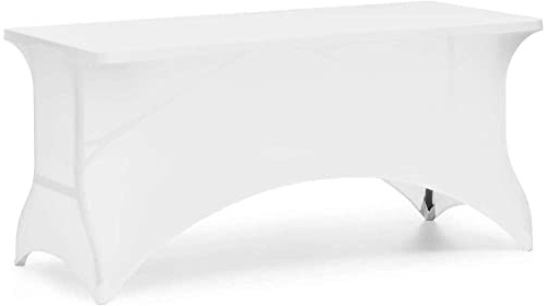 Forgast Stretch Stehtischhussen | 153x70cm | Weiß | Stretchhusse | Tisch-Husse | Tischdecke | Überzug für Stehtische, Bistrotisch, Biertisch, Catering