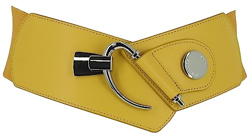 FASHIONGEN - Elastischer Damengürtel aus Rindsleder, DARLENE Gelb, Medium