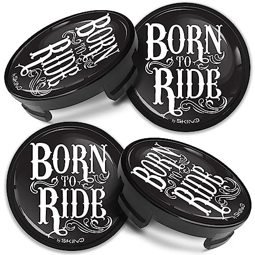 Biomar Labs Kompatibel mit Ford 6M211003 Nabenkappen Radnabenkappen Radnabenkappen 54mm Schwarz Logo Born to Ride CFZ 13