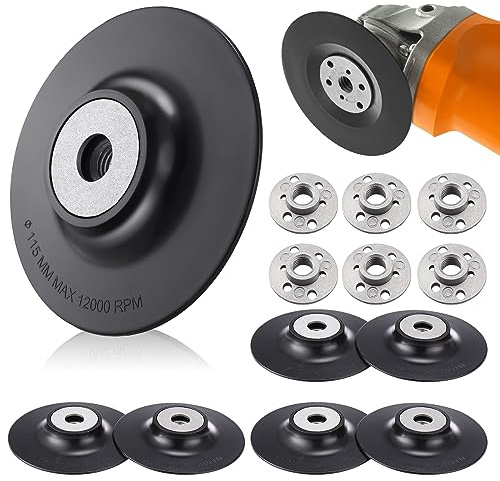 6 Pieces 4-1/2 Inch 14 mm Sanding Disc Backing Pads Replacement Disc Backing Pads Sander Backup Pad with M14 Thread Lock Nut for Angle Grinder