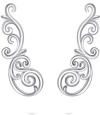 Filigrane Kletterohrringe für Frauen aus Sterlingsilber im Vintage Stil Blattkriecher Ohrringe in Schmuckgeschenk für Mädchen