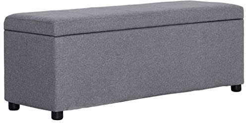Homgoday Bank mit Stauraum, 116 cm, hellgrau aus Polyester, Gartenbank, Bank für Balkon, Terrasse & Garten