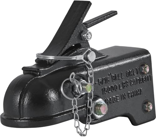 VEVOR Cabezal de Enganche de Remolque para Bola 58,74mm Capacidad de Carga de 6804kg Acoplador de Remolque de Hierro Fundido con Kit de Hardware para Autocaravana, Furgoneta, SUV, Revestimiento, Negro
