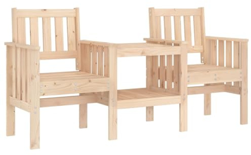 vidaXL Gartenbank mit Tisch 2-Sitzer Massivholz Kiefer