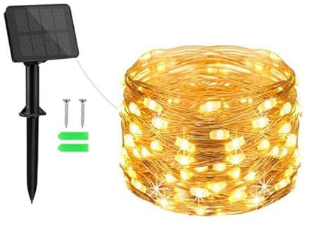 Gcstnn Solar Lights Outdoor Garden, 5M 50 LED Solar Fairy Lights Copper Wire 8 Modes Waterproof String Lights for Yard,Christmas Tree,Garden,Bedroom,Gate Indoor/Outside Decorations(Warm White)