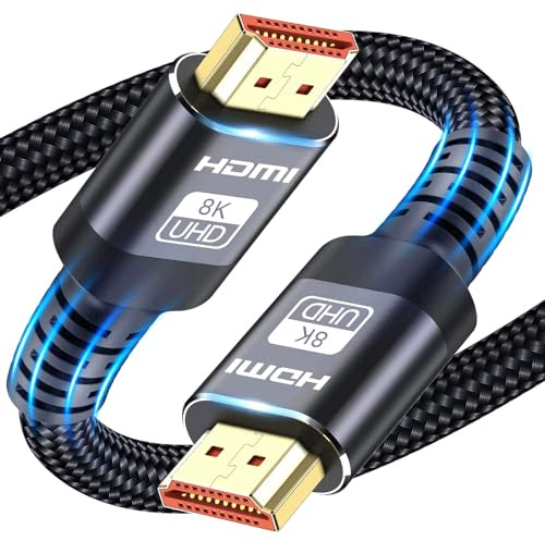 10K 8K HDMI Cable 2.1, 6M Ultra HD Cable High-Speed Lead 48Gbps, HDMI Cables (8K@60Hz 7680x4320, 4K@120Hz) Supports Dynamic HDR, eARC, Dolby Atmos and More