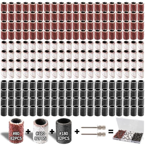 Sruhrak 248 Piezas Tambores de Lijado, con Caja Libre，80/120/180 Grano(Rojo/Blanco/Negro) incluso 246 Piezas Bandas de Lija y 2 Piezas Mandriles de Tambor Juego Kit para Amoladora Taladro Madera