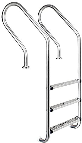 Schwimmbad-Handlauf, Schwimmbad-Treppengeländer aus Edelstahl 304, 3-stufige Poolleiter für 1–1,4 m große Pools, Rohrwandstärke 1 mm/Silber/3 Stufen