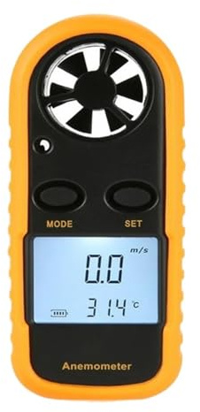 QXSJEDYCH Anemometro Digitale, Misuratore di velocità del Vento 0-30m/s -10~45C Tester di Temperatura Palmare con Display LCD Retroilluminato Anemometro