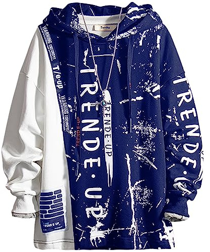 Covisoty Hoodie Herren Techwear Kapuzenpullover Pullover Hip Hop Streetwear Patchwork Sweatshirt Unisex | Covisoty Hoodie Herren Kapuzenpullover Langarm Basic Sweatshirts Patchwork Kontrastfarbe Sweatshirt Druck Pullover