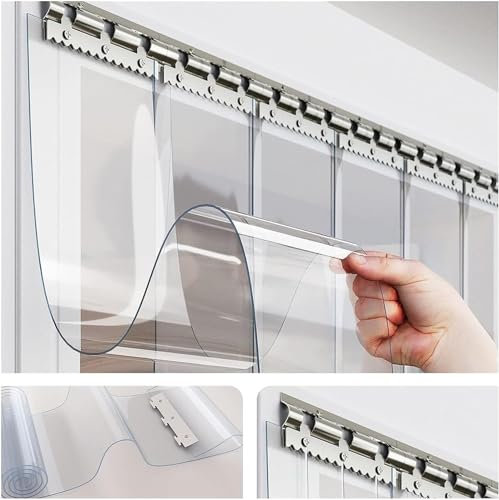 PVC Balcony Door Curtain, Outdoor Door Curtain, Insect Protection, Plastic, Patio Door Curtain, Length 180 cm - 300 cm, Thickness 1.3 mm - 3.3 mm, Transparent Waterproof Strip Curtain (Colour: