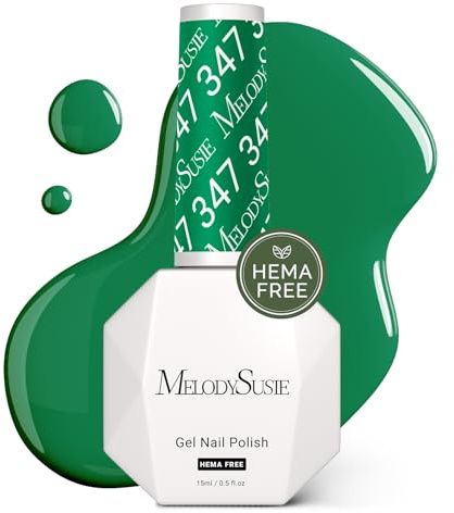 MelodySusie Hema Free Gel Nail Polish, 0.5 Fl Oz Thick Fresh Green Gel Polish, Non Toxic, Long Lasting, Soak Off UV Nail Polish, Manicure Nail Design Salon DIY Nail Art at Home 347